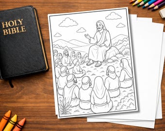Sermon on the Mount Coloring Page | Jesus Coloring Sheet | Beatitudes Activity | Christian Homeschool | Sunday School Activity