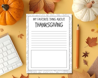 Thanksgiving Writing Activity for Kids | Children's Fall Writing Printable PDF