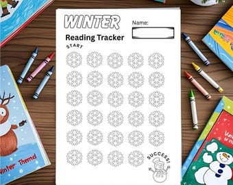 Tracciatore di lettura invernale per bambini: grafico stampabile dei fiocchi di neve (download PDF)
