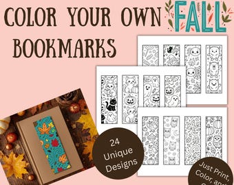 Segnalibri da colorare autunnali e di Halloween per bambini: attività autunnale stampabile (PDF)