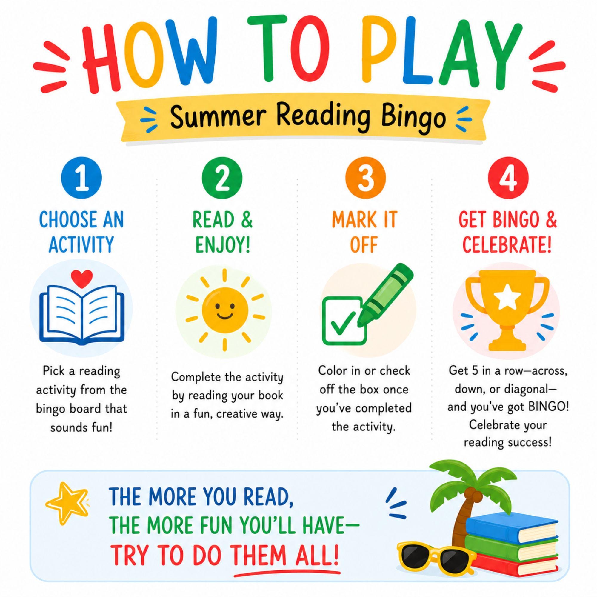 Summer Reading Bingo Printable for Kids | Reading Challenge Activity ...