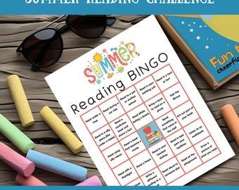 Bingo di lettura estiva / Sfida di lettura per bambini (stampabile) / Attività senza schermi per bambini