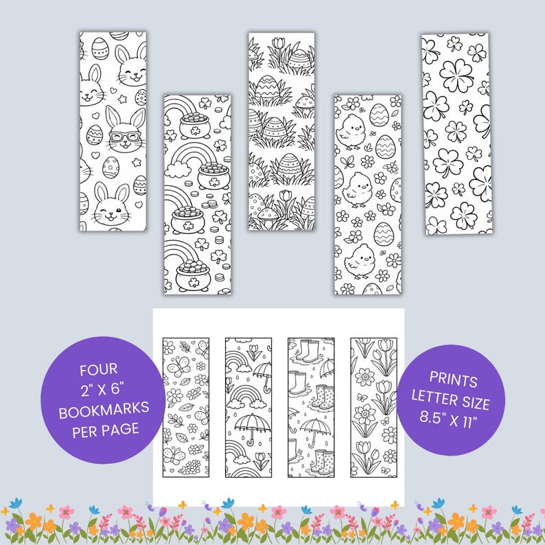Spring Bookmarks for Kids to Color | Printable Spring Activity PDF - Etsy
