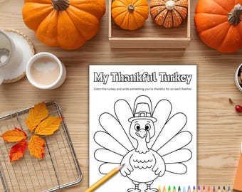 Thanksgiving Coloring & Writing Activity for Kids | PDF Instant Download