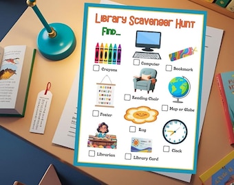 Caccia al tesoro in biblioteca stampabile per bambini - Attività di lettura divertente