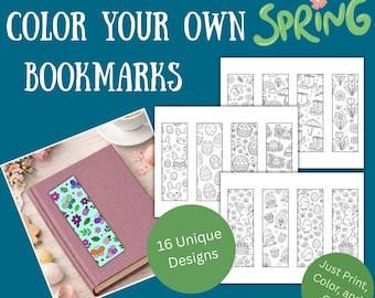 Segnalibri primaverili da colorare per bambini / Attività primaverili stampabili in formato PDF