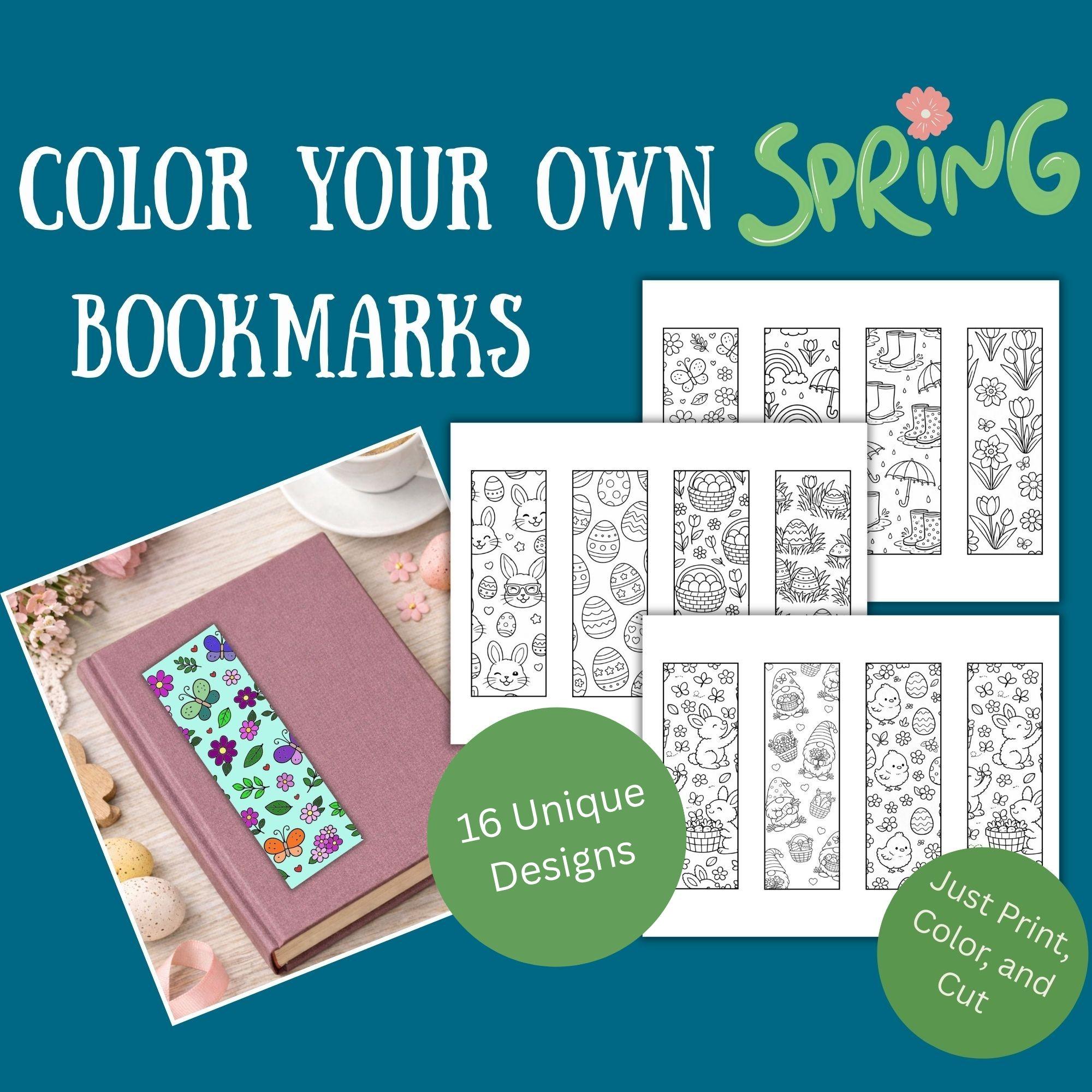Spring Bookmarks for Kids to Color | Printable Spring Activity PDF - Etsy