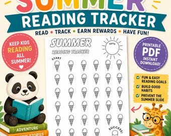 Summer Reading Tracker for Kids: Homeschool Reading Goal Sheet (Instant Download)