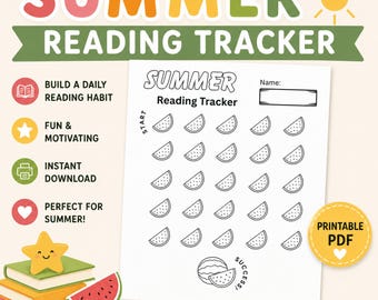 Summer Reading Tracker | Watermelon Reading Chart | Instant PDF Download