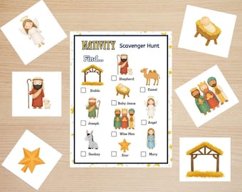Nativity Scavenger Hunt: Christmas Activity for Kids (PDF Download