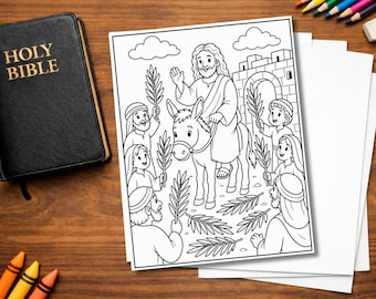 Palm Sunday Coloring Page | Jesus Enters Jerusalem | Christian Easter Printable Activity for Kids