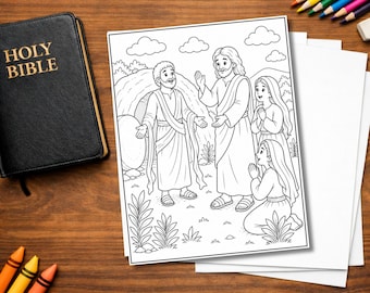 Jesus Raises Lazarus Coloring Page | Printable Bible Story Activity for Kids | Christian Coloring Page