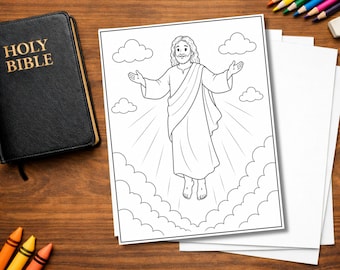 Jesus Coloring Page for Kids | Jesus Ascension | Printable Bible Coloring Sheet | Christian Activity for Children