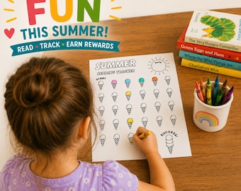 Summer Reading Chart Printable For Kids | Reading Tracker & Reward Chart
