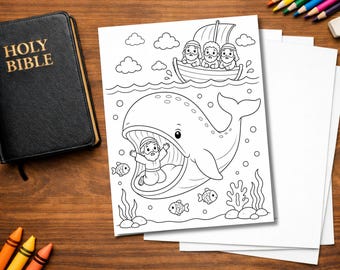 Jonah and the Whale Coloring Page | Old Testament Activity | Bible Coloring Sheet