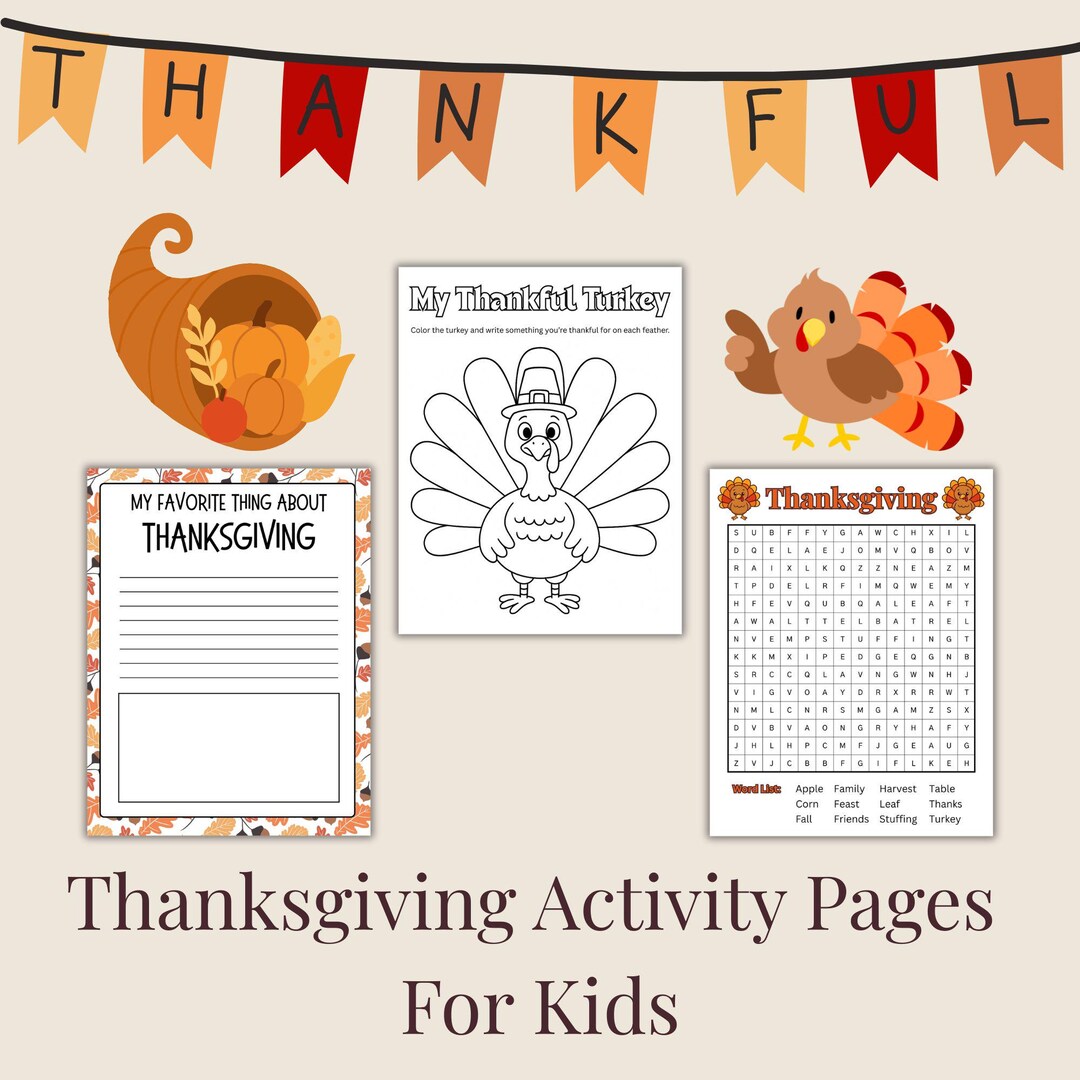 Thanksgiving Activities Pack for Kids | Printable PDF | - Etsy