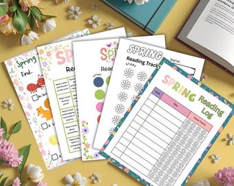 Pacchetto di attività di lettura primaverile / Registro di lettura, bingo e tracker per bambini