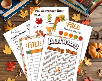 Pacchetto di attività di lettura autunnale per bambini: Bingo, Registro, Caccia al tesoro (download digitale)