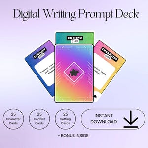 Afdrukbaar kaartspel met schrijfprompt | Meer dan 75 digitaal afdrukbare schrijftips voor creativiteit en inspiratie