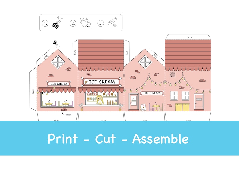 Printable Shop Paper Printable Paper Shop Craft Kit – Color, Cut & Glue (digital Download ...