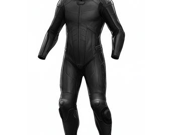 Handmade Black Leather Motorcycle Suit: Custom Biker Suit, CE Certified