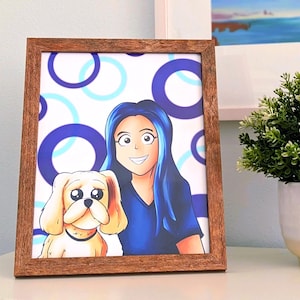 Custom Framed Cartoon Caricature Portrait Art | Personalized Hand-Drawn Art Great for Family Gifts