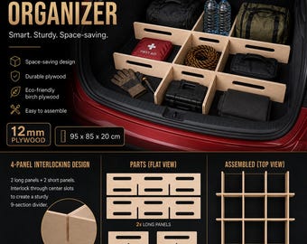 SUV Trunk Organizer Plywood | Modular Car Storage Box Plans (SVG, DXF)