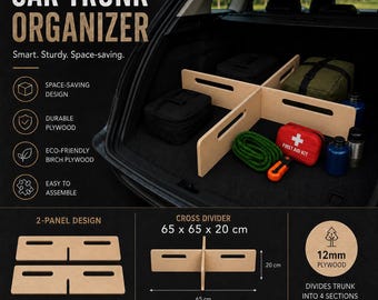 Compact Plywood Trunk Organizer SVG DXF Files | Small Car Storage Box CNC Plans