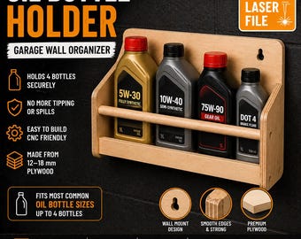 Car Oil Bottle Holder CNC File | Plywood Garage Organizer (SVG DXF Download)