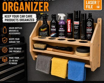 Car Detailing Organizer CNC File | Plywood Garage Storage Shelf (SVG DXF Download)