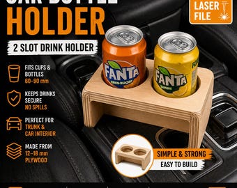 3 Car Bottle Holder CNC Bundle – 3 Sizes SVG DXF (2, 3, 4 Slot) Plywood Plans