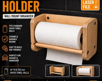 CNC Paper Towel Holder File | Wall Mount Plywood Organizer (SVG DXF Download)