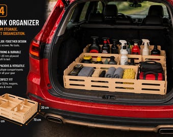 Plywood Car Trunk Organizer Files | 5 CNC Box Designs, Laser Cut SVG DXF (Digital Download)