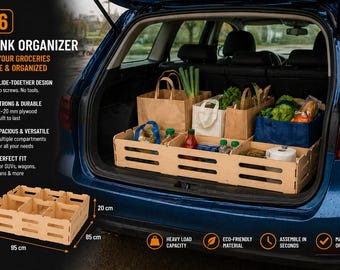 5 Plywood SUV Trunk Organizer Box Files | 5 CNC Laser Cut Designs (SUV DXFDigital Download)