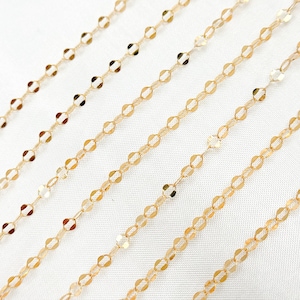14K Gold Filled Flat Cable Chain – Link Chain by the Foot, Dainty Wholesale for Permanent Jewelry, Trending Chains by Foot. 1208GF