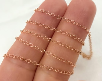 14K Rose Gold Filled Cable Chain - 2mm Link, Sold by Foot. 1218RGF