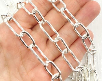 Sterling Silver Twisted Paperclip Chain, Bulk Jewelry Making Chain. V147SS