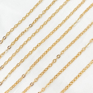 14K Gold Filled Cable Chain – Link Chain by the Foot, Dainty Wholesale for Permanent Jewelry, Trending Chains by Foot. 1813FGF