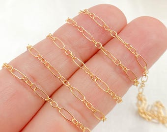 14K Gold Filled Long & Short Link Chain – DIY Jewelry Supply (Sold by the Foot). 173GF
