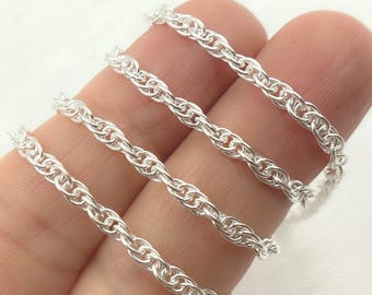 925 Sterling Silver Rope Chain by the Foot, Permanent Jewelry Supplies. Y120SS