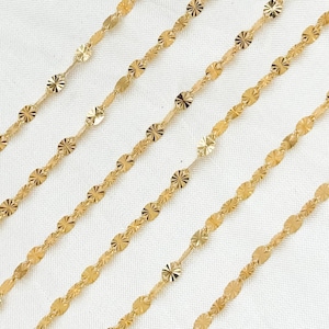 14K Gold‑Filled Textured Marina Link Chain • Marina Style • Unfinished Chain by the Foot • Permanent Jewelry Supply. V226GF