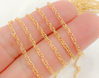 14k Gold Filled Rope Chain by Foot, 1.5mm Delicate Jewelry Making Chain. 013RGF