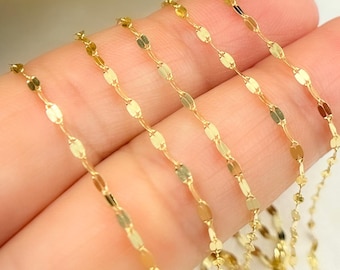 14Kソリッドゴールドフラットマリーナリンクチェーン、永久ジュエリー用卸売チェーン。027FV10byFt