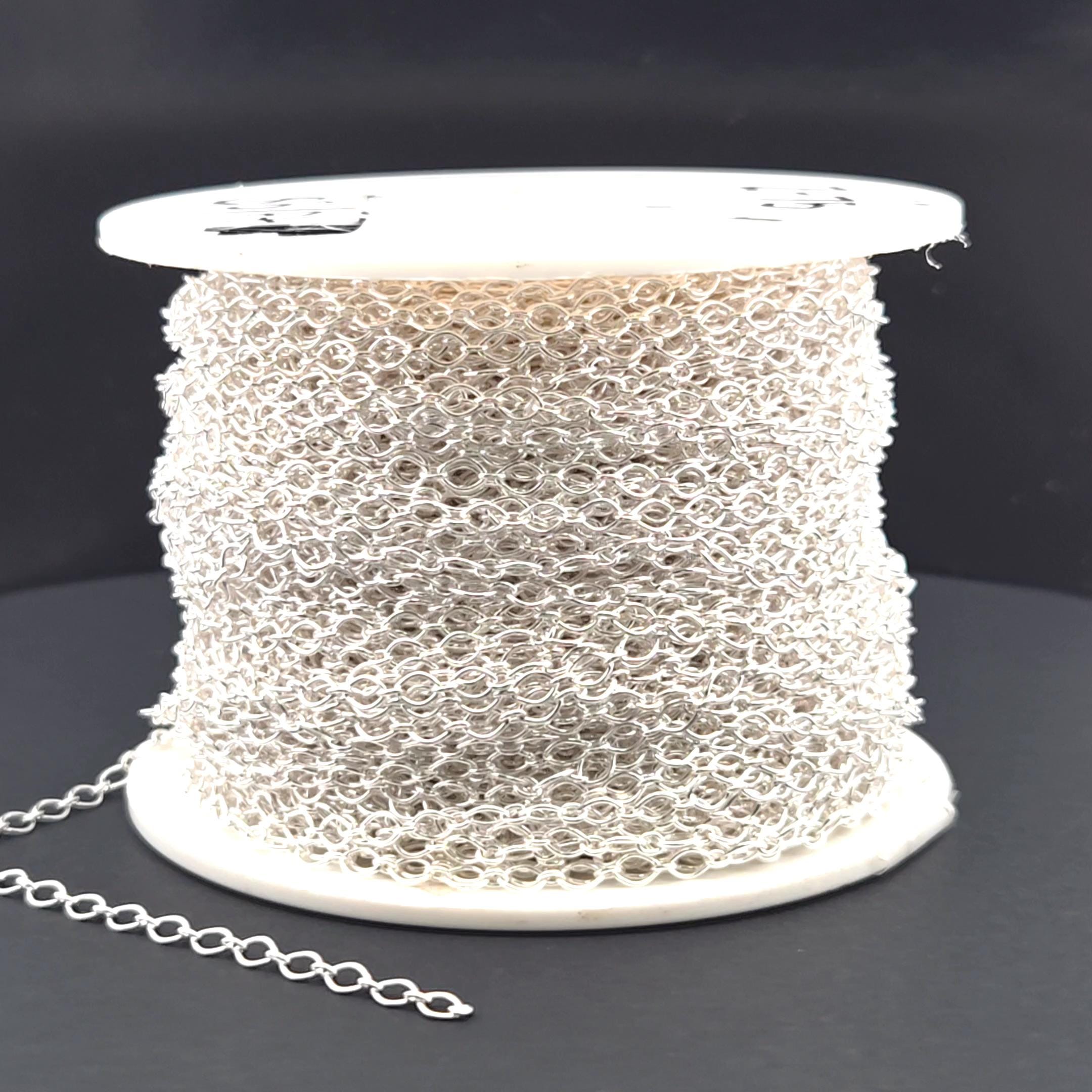 Sterling Silver Long Short Oval Chain, Jewelry Making by the Foot