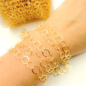 14K Gold Filled Flat Round Cable Chain – Link Chain by the Foot, Dainty Wholesale for Permanent Jewelry, Trending Chains by Foot. 886FGF