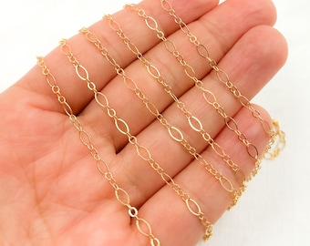 14K Gold Filled Flat Long Short Chain – DIY Jewelry Supply (Sold by Foot). 716F-801FGF