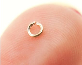 Anillo abierto de oro amarillo macizo de 14 quilates, 3 mm, calibre 26, suministros para joyería. MFT040DE3-14Y