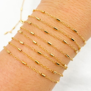 14k Gold Filled Satellite Chain by Foot – Unfinished Bead Chain, Bulk Wholesale, Gold Filled Chain for Jewelry Making. 1203GF