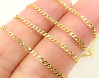 Cadena plana de oro amarillo macizo de 14 quilates, se vende por metro. 040GMBG2T2A8L001byFt