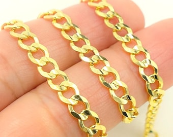 Cadena plana de oro amarillo macizo de 14 quilates, se vende por metro. 100R13FG1T2A9L001byFt